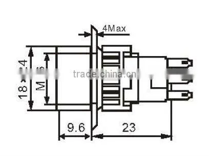 16MM Rectangle head mini push button switch with light 2NO+2NC KD16-11JD KD16-22JD