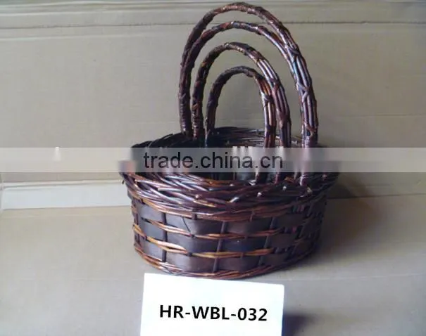 4 sets colorful willow basket with handle for Christmas