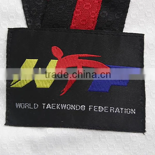 WTF Taekwondo uniform black+red strips Taekwondo suits