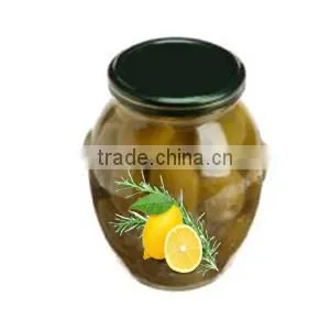 Cracked Purple Olives with Lemon and Rosemary,High Quality 100% Tunisian Table Olives. Cracked Olives 370 ml Glass Jar