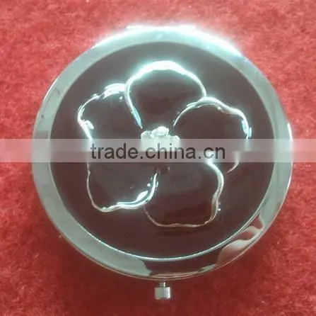 ivory handmade compact makeup mirror with metal flower decor
