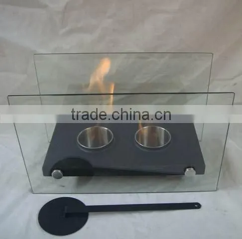 decorative bio fuel fireplace with crushed glass