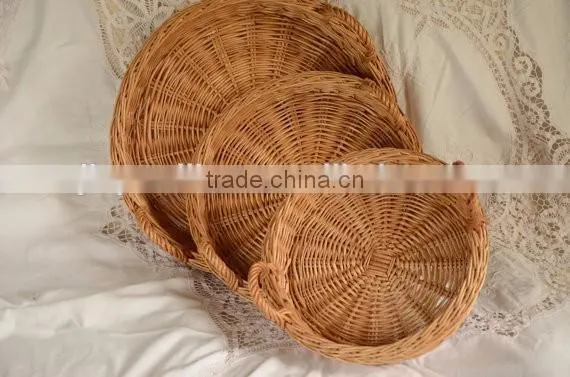 Round Tray, Round Basket Tray, Round Wicker Tray, Handled Basket Tray,