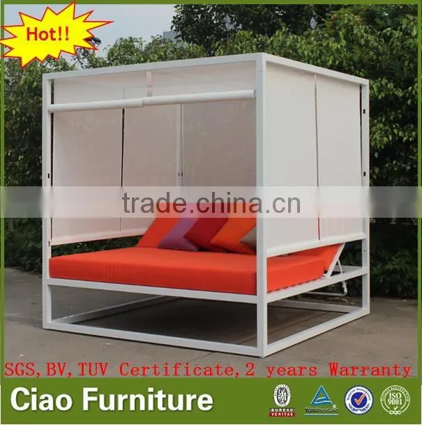 Outdoor furniture aluminum beach sunbed with sling curtain