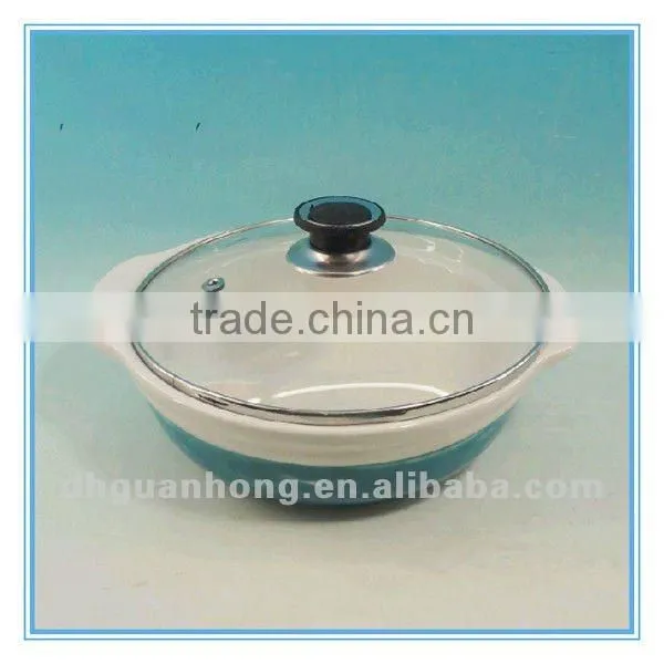 New design ceramic soup bowl with glass lid