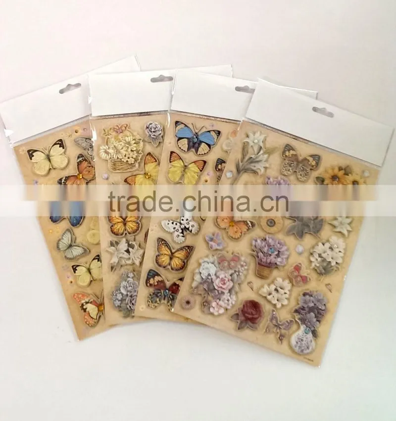 Colorful Floral Design Sticker, Classic Decorative Shinny Glitter Sticker
