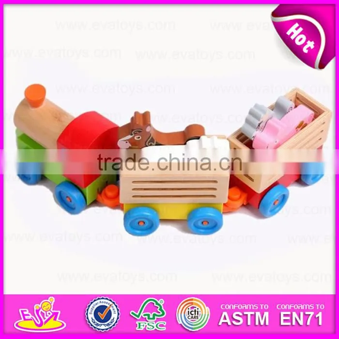 Funny play wooden magnetic train pull toy for kids,Children Toy Train Educational Pull Cart Wooden Block Train W05C022
