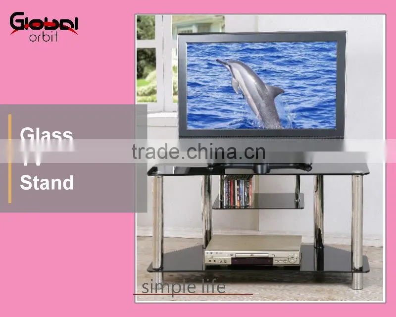 Corner Storage Shelf TV Table Stainless Steel Glass TV Stand Furniture
