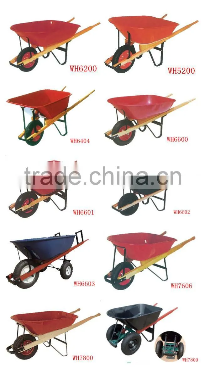 Garden metal tray wooden handle wheel barrow WH6602 manufacture