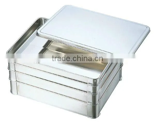 SUS304 Stainless Steel Food Tray with Lid for Dumplings Gyoza Container