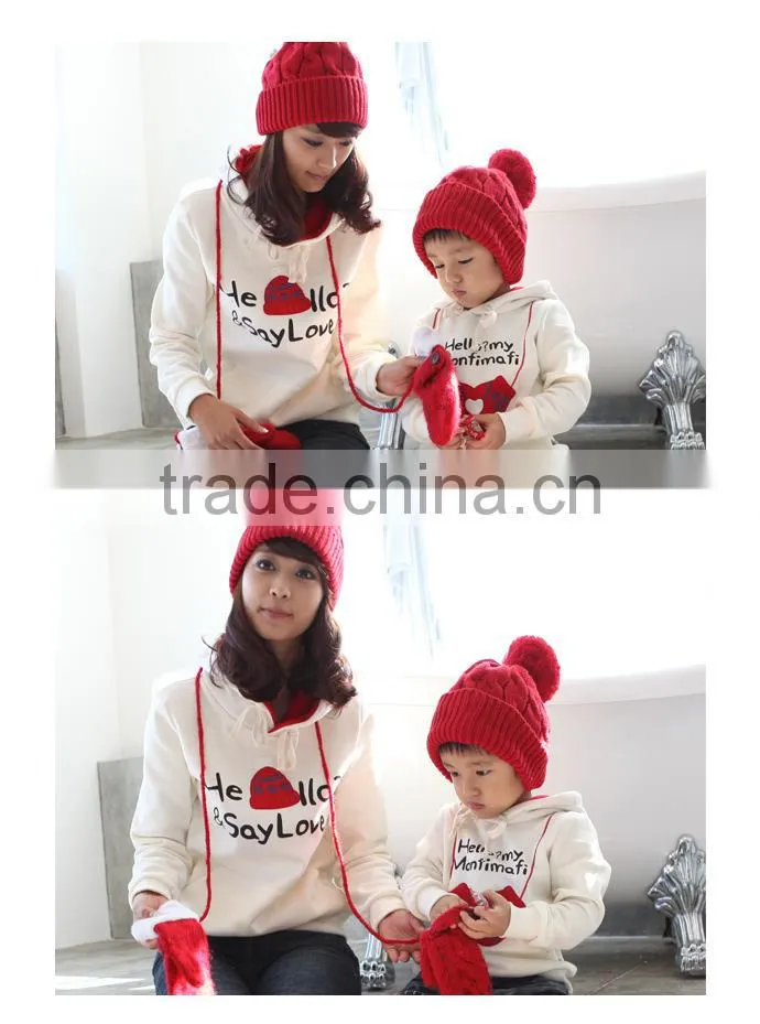 Hot new products for 2015 parentage clothes cute kid hoodie and couple lover sweatshirt best selling in uk