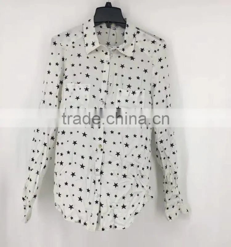 Ladies garment stock lot stars full print branded shirt
