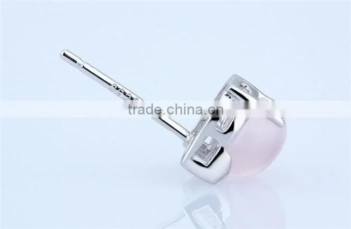 Oxidized Rose Quartz Silver lovely cat stud earring women earring jewelry cat jewelry