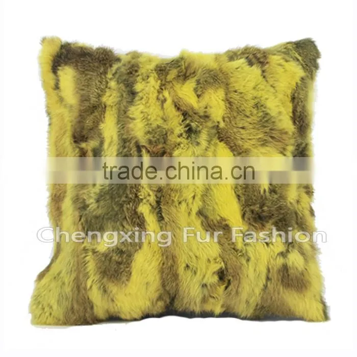 CX-D-17 40x40cm Europe Fashion Patchwork Rabbit Fur Cushions Home Decor Pillow