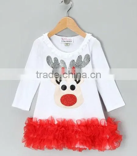 Mix color Reindeer Ruffle Dress - Infant, Toddler & Girls