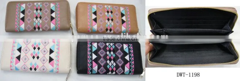 Fashion hot popular lady pu leather around geometrical zipper purse