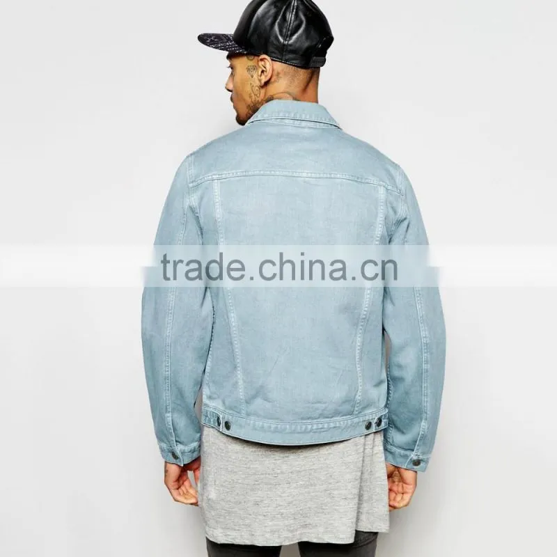 custom jacket light blue fashion style denim casual jacket OEM factory