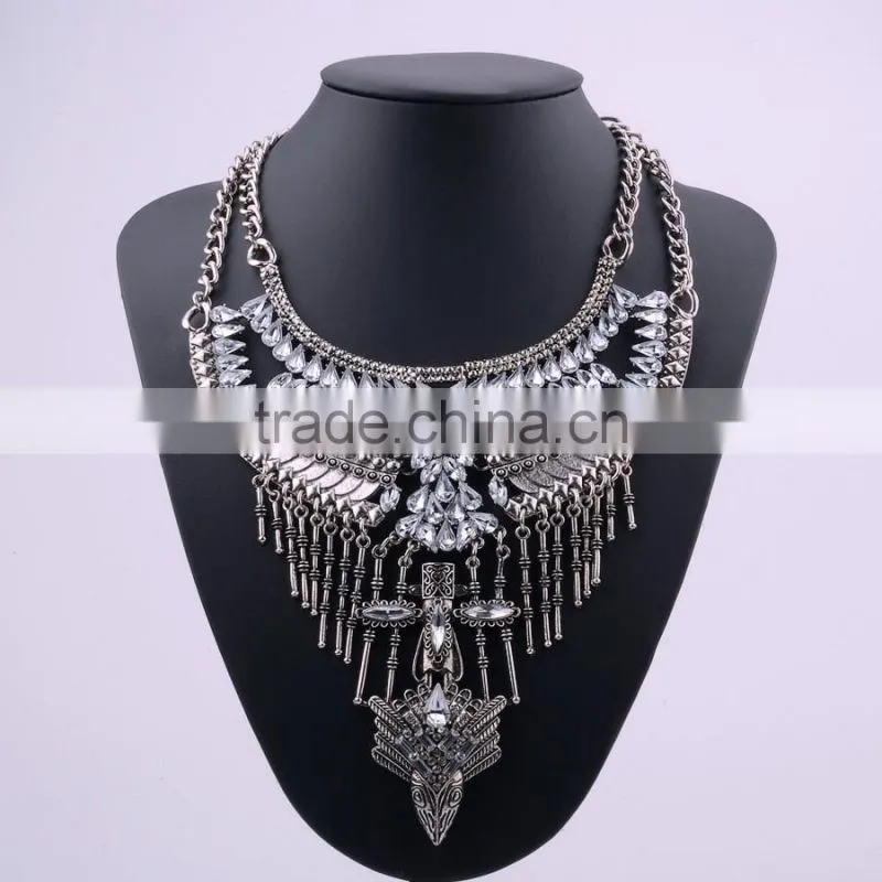 latest vintage tribal alloy resin fashion beaded jewelry necklace