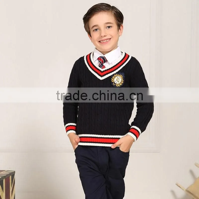 High quality OEM uniform cable knitting fashion british style junior school uniform