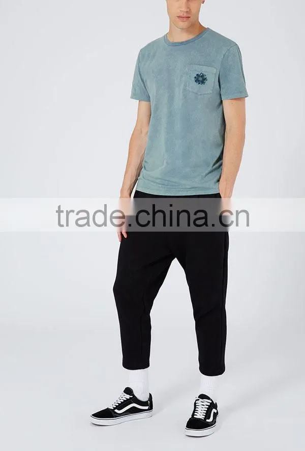 China high-end short sleeve enzyme wash blue t shirts