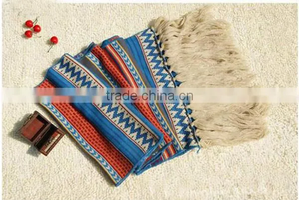 New design Bohemia nation style beautiful super long scarf with tassel warm knit lovers fashion scarves