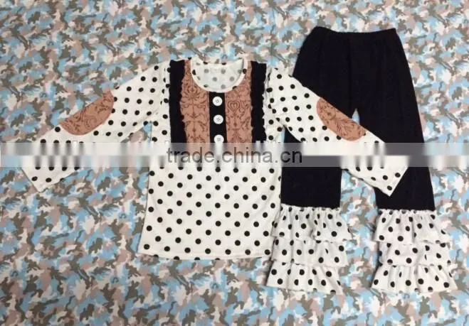 Wholesale Children's Fall Boutique Kids Clothing Girls Clothes Set