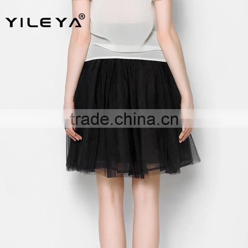latest woman elastic waist muti layers white fluffy tutu skirt for adult