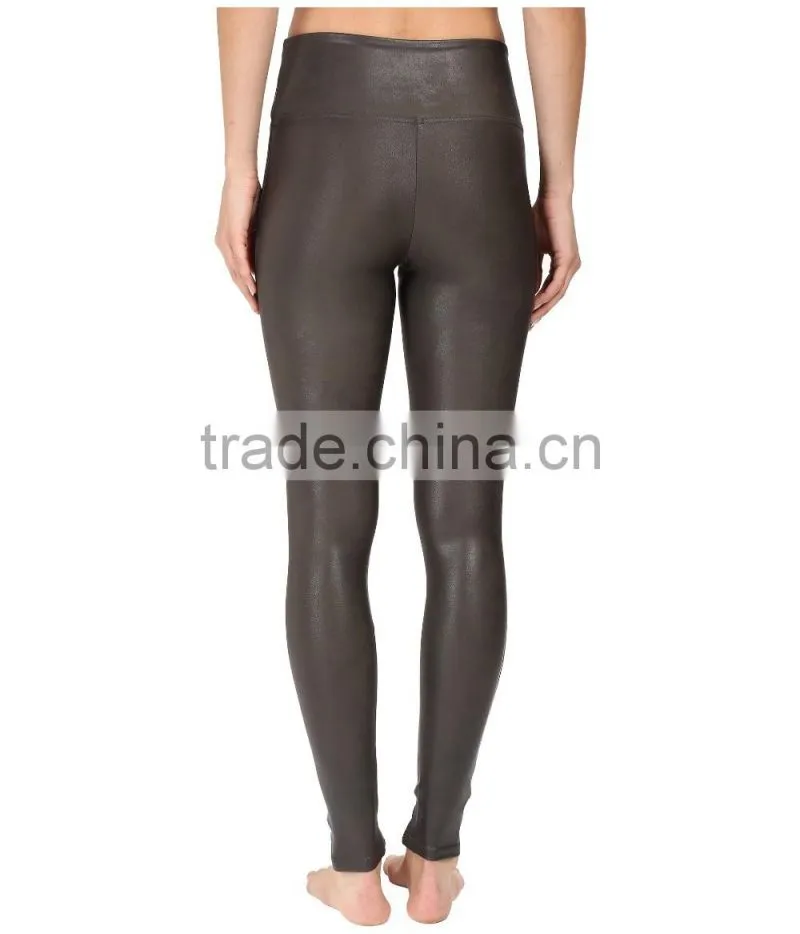 Wholesale fashion 2017 ladies Faux Leather slim fit custom yoga Leggings Sexy Leather stretch Legging