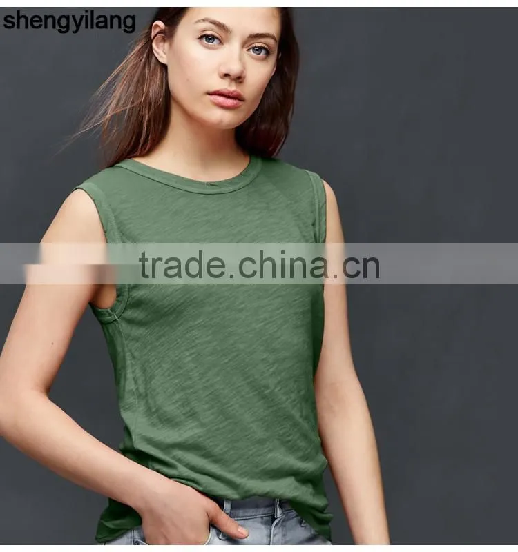 Custom 100% cotton vest women plain tank top wholesale in guangzhou