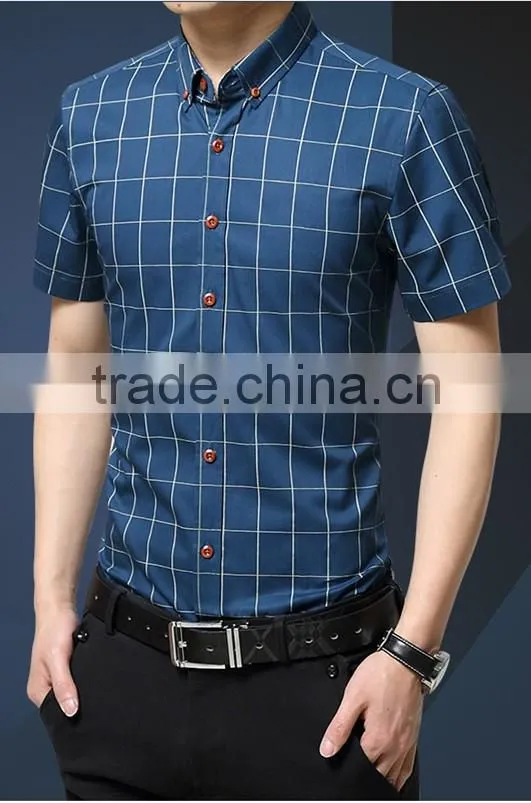 In the summer of 2016 the new men's short sleeve shirt, cultivate one's morality thin section checked shirt cotton business casu