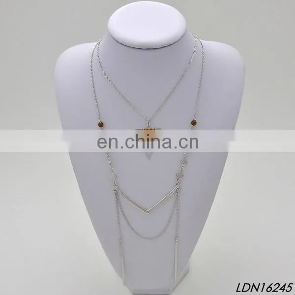 NEW WOMEN SILVER MULTI LAYERS TIE TUXIDO CHAINS WAVE METAL BODY JEWELRY