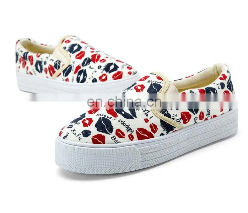 Wholesale leisure shoes canvas high heel sneakers