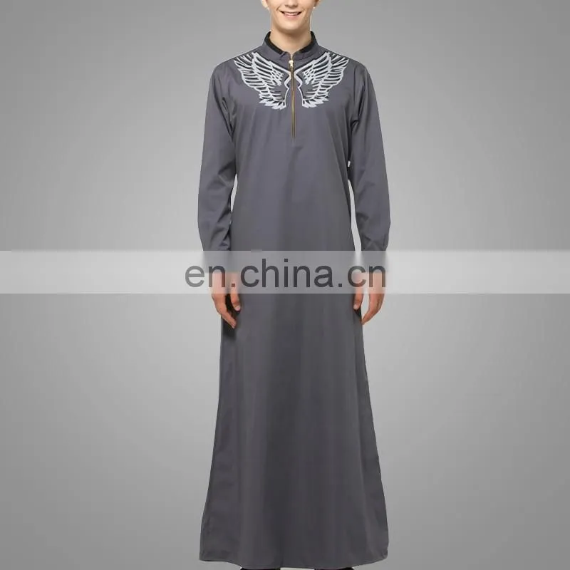 2016Modern Apparel islamic Clothing Man Grey Thobe Muslim Thobe For Man
