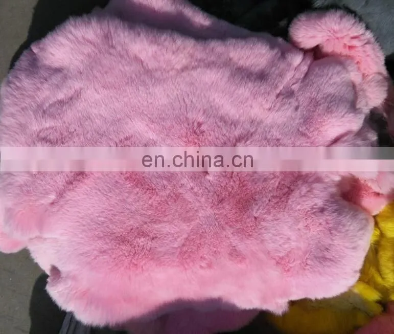 Factory wholesale raw or dyed color real rex rabbit fur pelts