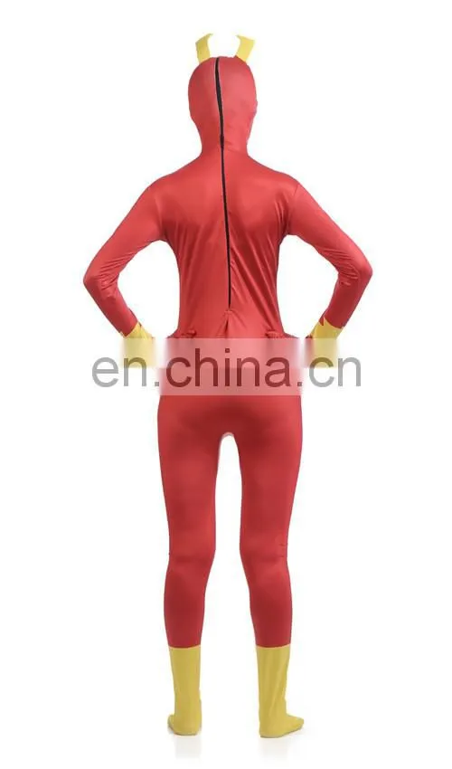 Red Zentai Full Stretch Bodysuit Hooded Mask Women Girls Cosplay Costume