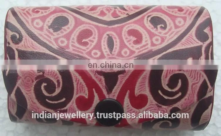 Embossed leather lipstick cosmetic mirror case manufacturer exporter