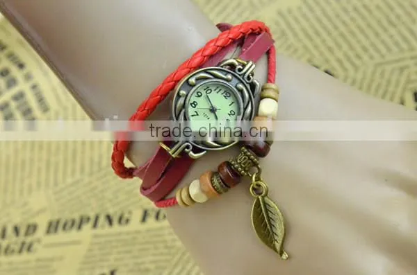 red rope bracelet vintage retro wrap bracelet watch