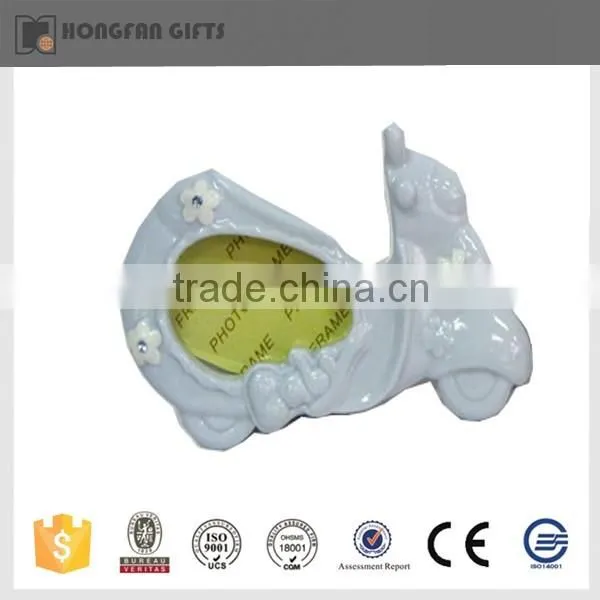 cute new design motorbike ceramic photo frame