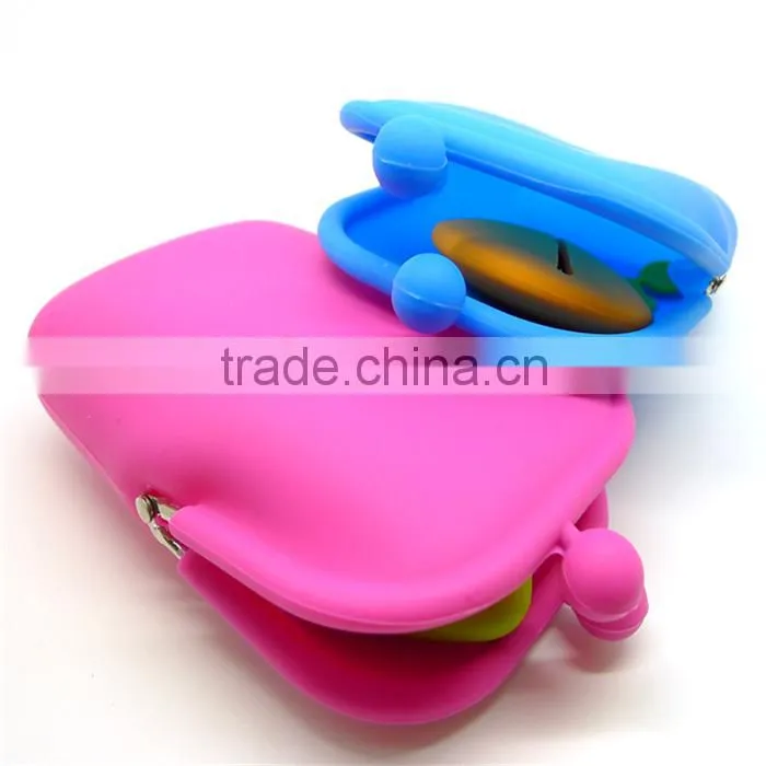 Candy Color Waterproof Rectangle Shape Silicone Rubber Coin Holder Purses for Makeup silicone Bag