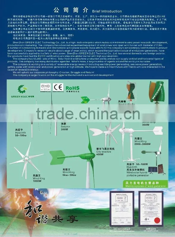 mini wind turbine 50w/100w horizontal wind turbine