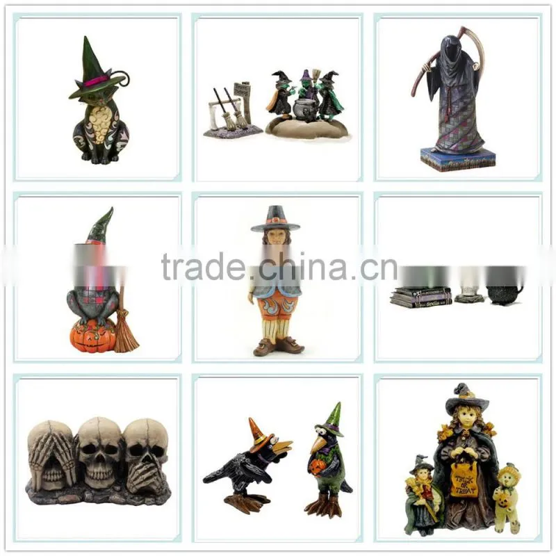 Halloween Witch on Broom with Cloud Figurine