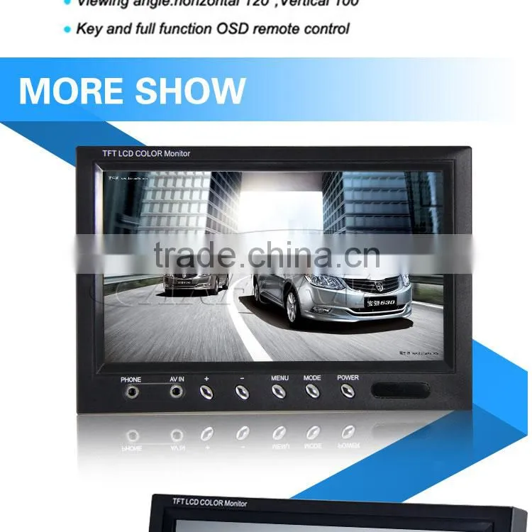 stand alone car 7 inch lcd monitor price support FM transmitter and 2 video input