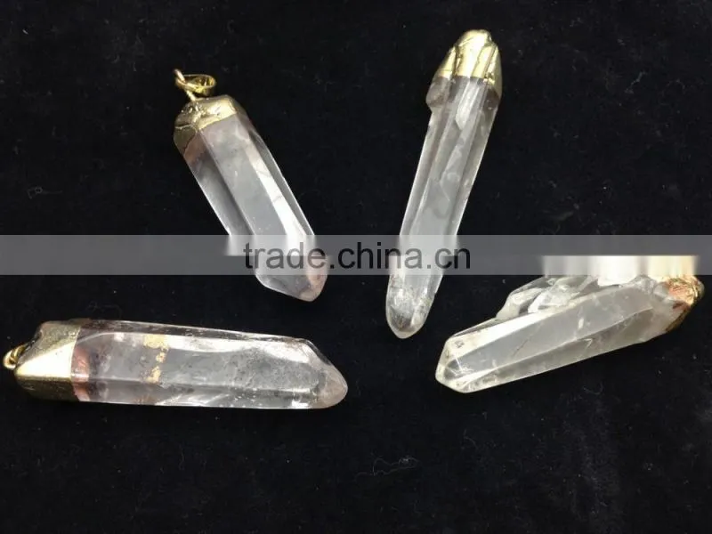Wholesale Natural Druzy Stone Fashionable Crystal Gold Plated Edge Pendant