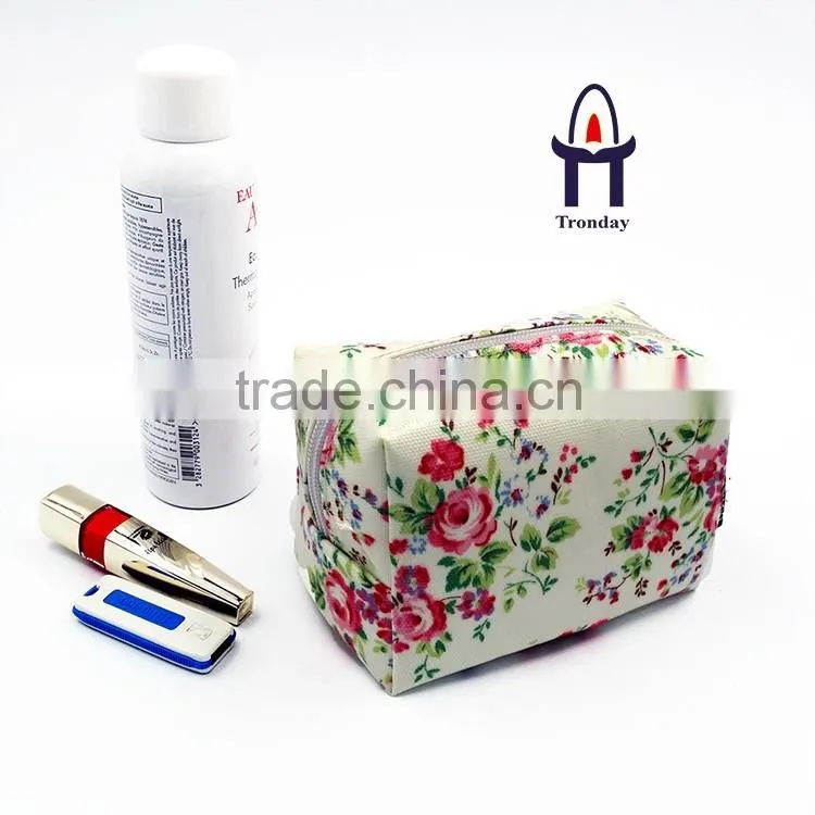 Coated non-woven fabrics with flower printing cosmetic bag, waterproof make up bag