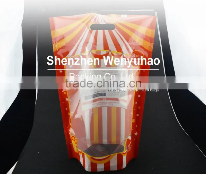 factory wholesale moisture proof lamination toy packing stand up zipper die cut bag with printing