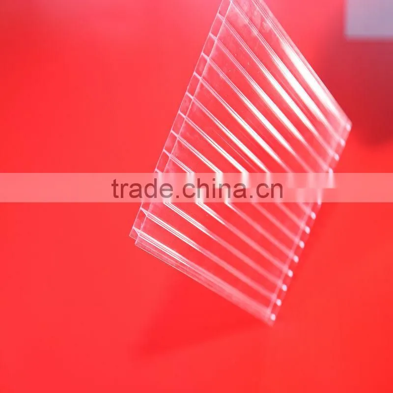 4mm 100% Virgin Grade A PC Resin 50 Micron UV Coating Polycarbonate Twin Wall Hollow Sheets Cheap Price Roofing Panels Clear