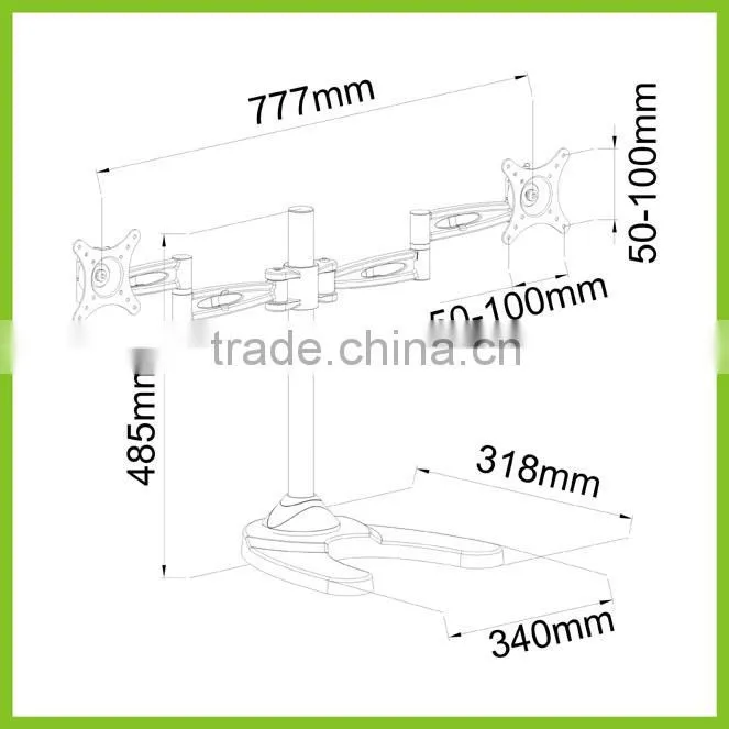 LCD512D-STAND Free Standing Aluminum Dual Monitor arm Stand