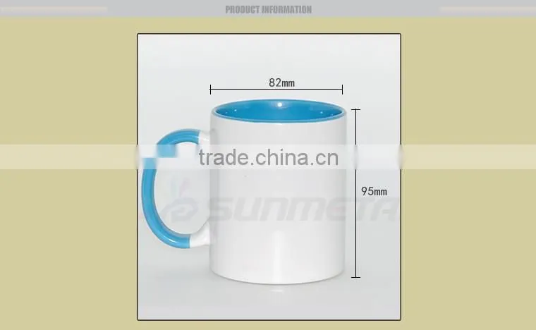 Sunmeta 11oz sublimation mug sublimation mug factory inner handle color mug SKB06