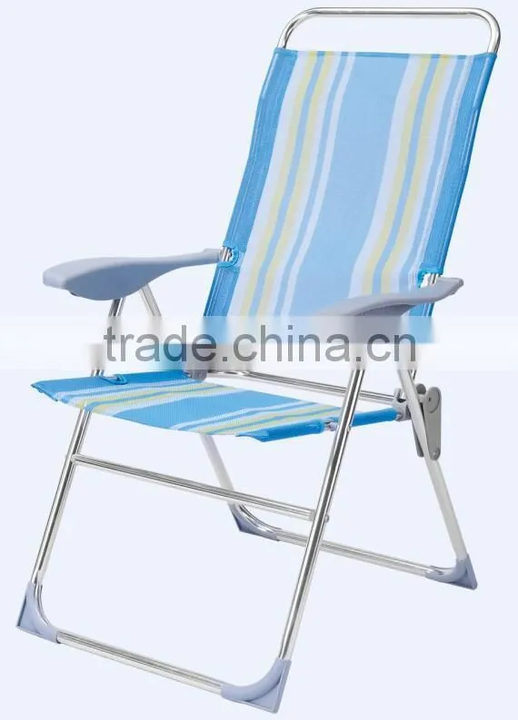 Comfortable ventilated folding aluminum beach chair with adjustable positions