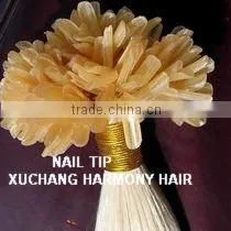 TOP remy HOT selling 1# cheap nail tips hair extension